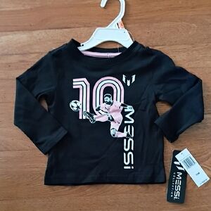 Kids 12m Girls Messi Black and Pink Long Sleeve Shirt Nwt